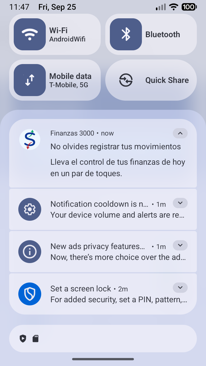Notificación local de recordatorio en modo claro